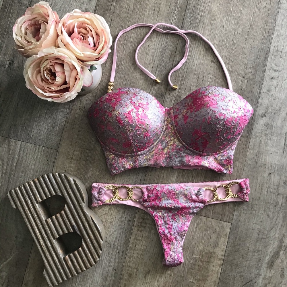 NWOT Beach Bunny Cotton Candy Bikini XL/S Set